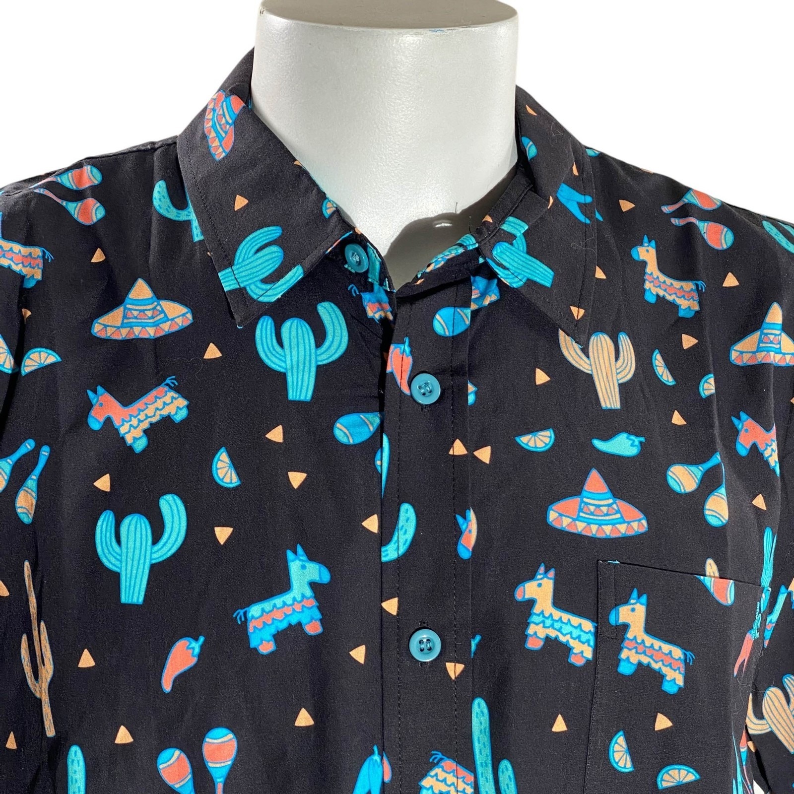 Tipsy Elves Southwestern Shirt Xl Midnight Fiesta Cactus Donkeys Black Nwt — image 3 of 8